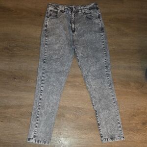 High-Rise Acid Wash Women's Jeans - Gray, Sz 28
